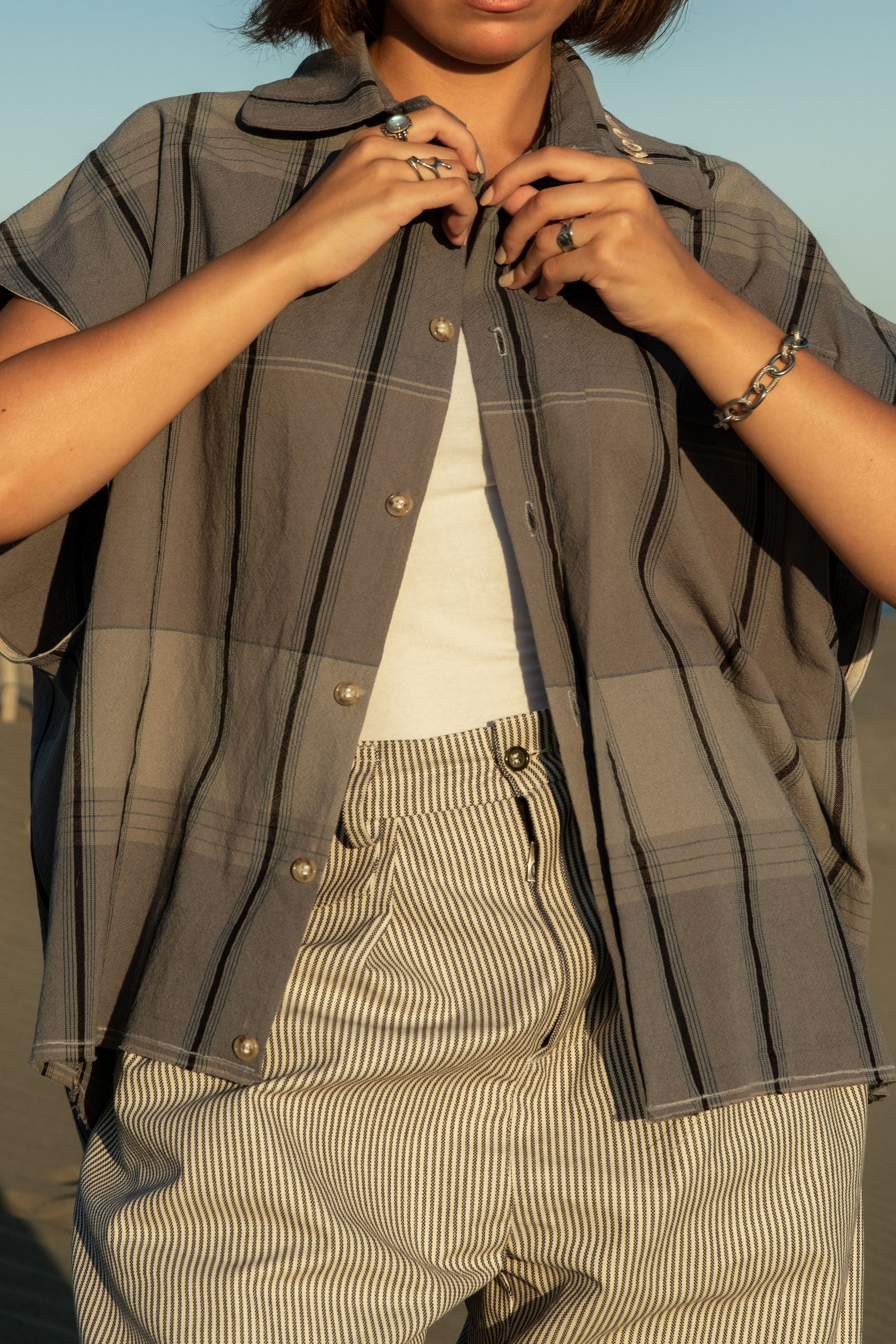 Chemise sans manches A rayure Brume Lunaire